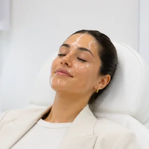 Woman with glowing healthy skin. Treatments at Intrigue Cosmetic Clinic support your quest for beautiful, naturally healthy skin.