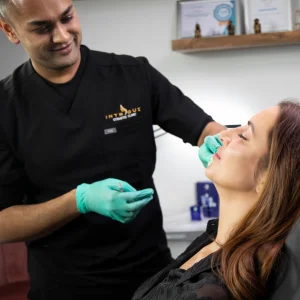 Woman with glowing healthy skin. Treatments at Intrigue Cosmetic Clinic support your quest for beautiful, naturally healthy skin.